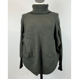 Charlie B Womens Size S Green Knit Cape Turtleneck Sweater Long Sleeve Pullover